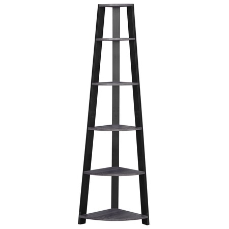 Monarch Specialties Bookshelf, Bookcase, Etagere, Corner, 5 Tier, 72"H, Office, Bedroom, Laminate, Grey, Black I 2750